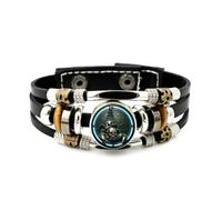 YAIEWNE Men's Leather Bracelet, Scorpio Skull Pray Luck Vintage Relief Adjustable Leather Layered Braided Bracelet, Punk Ethnic Handmade Bangle, Friendship Accessory Birthday Christmas Gift