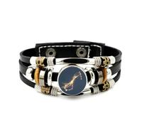 YAIEWNE Men's Leather Bracelet, Scorpio Star Map Luck High-End Particle Flow Adjustable Leather Layered Braided Bracelet, Punk Ethnic Handmade Bangle, Friendship Accessory Birthday Christmas Gift