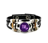 YAIEWNE Men's Leather Bracelet, Scorpio Star Map Nebula Digital Fault Art Adjustable Leather Layered Braided Bracelet, Music Ethnic Handmade Bangle, Friendship Accessory Birthday Christmas Gift
