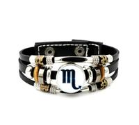 YAIEWNE Men's Leather Bracelet, Scorpio Symbol Arrow Fashion Projection Adjustable Leather Layered Braided Bracelet, Rock Roll Ethnic Handmade Bangle, Friendship Accessory Birthday Christmas Gift