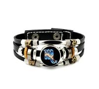 YAIEWNE Men's Leather Bracelet, Scorpio Symbol Fashion Lightning Ice Crystal Adjustable Leather Layered Braided Bracelet, Punk Ethnic Handmade Bangle, Friendship Accessory Birthday Christmas Gift
