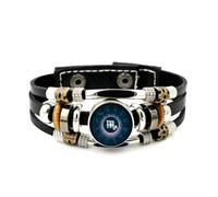 YAIEWNE Men's Leather Bracelet, Scorpio Symbol Star Compass Best Wish Crystal Adjustable Leather Layered Braided Bracelet, Punk Ethnic Handmade Bangle, Friendship Accessory Birthday Christmas Gift
