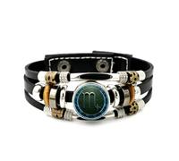 YAIEWNE Men's Leather Bracelet, Scorpio Texture Compass Pray Luck Relief Adjustable Leather Layered Braided Bracelet, Music Ethnic Handmade Bangle, Friendship Accessory Birthday Christmas Gift