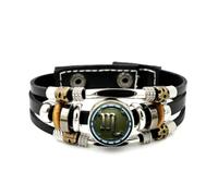 YAIEWNE Men's Leather Bracelet, Scorpio Vintage Cyber Science Relief Adjustable Leather Layered Braided Bracelet, Music Ethnic Handmade Bangle, Friendship Accessory Birthday Christmas Gift