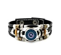 YAIEWNE Men's Leather Bracelet, Scorpio Zodiac Compass Nebula Cyber Neon Adjustable Leather Layered Braided Bracelet, Punk Ethnic Handmade Bangle, Friendship Accessory Birthday Christmas Gift