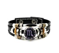 YAIEWNE Men's Leather Bracelet, Scorpio Zodiac Compass Nebula Diffraction Adjustable Leather Layered Braided Bracelet, Punk Ethnic Handmade Bangle, Friendship Accessory Birthday Christmas Gift