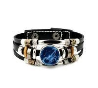 YAIEWNE Men's Leather Bracelet, Scorpio Zodiac Scorpion Star Projection Adjustable Leather Layered Braided Bracelet, Punk Ethnic Handmade Bangle, Friendship Accessory Birthday Christmas Gift