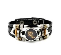 YAIEWNE Men's Leather Bracelet, Scorpio Zodiac Sign Dynamic Particle Flow Adjustable Leather Layered Braided Bracelet, Punk Ethnic Handmade Bangle, Friendship Accessory Birthday Christmas Gift