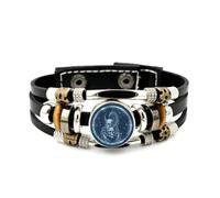 YAIEWNE Men's Leather Bracelet, Scorpio Zodiac Skull Digital Projection Adjustable Leather Layered Braided Bracelet, Punk Ethnic Handmade Bangle, Friendship Accessory Birthday Christmas Gift
