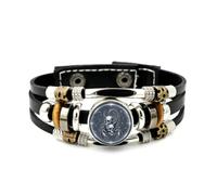 YAIEWNE Men's Leather Bracelet, Scorpio Zodiac Skull Horn Cyber Projection Adjustable Leather Layered Braided Bracelet, Punk Ethnic Handmade Bangle, Friendship Accessory Birthday Christmas Gift