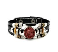 YAIEWNE Men's Leather Bracelet, Scorpio Zodiac Skull Texture Projection Adjustable Leather Layered Braided Bracelet, Punk Ethnic Handmade Bangle, Friendship Accessory Birthday Christmas Gift