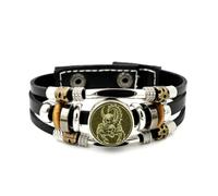 YAIEWNE Men's Leather Bracelet, Scorpio Zodiac Skull Vintage Projection Adjustable Leather Layered Braided Bracelet, Punk Ethnic Handmade Bangle, Friendship Accessory Birthday Christmas Gift