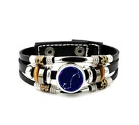 YAIEWNE Men's Leather Bracelet, Scorpio Zodiac Star Map Future Cyber Neon Adjustable Leather Layered Braided Bracelet, Punk Ethnic Handmade Bangle, Friendship Accessory Birthday Christmas Gift