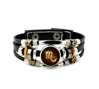 YAIEWNE Men's Leather Bracelet, Scorpio Zodiac Symbol Dynamic Particle Flow Adjustable Leather Layered Braided Bracelet, Punk Ethnic Handmade Bangle, Friendship Accessory Birthday Christmas Gift