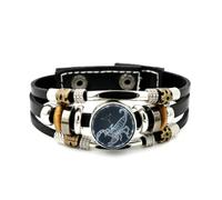 YAIEWNE Men's Leather Bracelet, Scorpio Zodiac Virtual Scorpion Projection Adjustable Leather Layered Braided Bracelet, Punk Ethnic Handmade Bangle, Friendship Accessory Birthday Christmas Gift