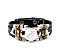 YAIEWNE Men's Leather Bracelet, Taurus Art Cattle Gradation Diffraction Adjustable Leather Layered Braided Bracelet, Music Ethnic Handmade Bangle, Friendship Accessory Birthday Christmas Gift