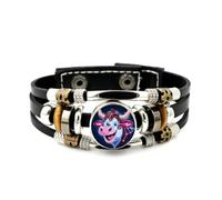 YAIEWNE Men's Leather Bracelet, Taurus Cartoon Cattle Head Pray Happy Neon Adjustable Leather Layered Braided Bracelet, Punk Ethnic Handmade Bangle, Friendship Accessory Birthday Christmas Gift