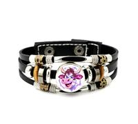 YAIEWNE Men's Leather Bracelet, Taurus Cartoon Cattle Head Pray Luck Neon Adjustable Leather Layered Braided Bracelet, Punk Ethnic Handmade Bangle, Friendship Accessory Birthday Christmas Gift