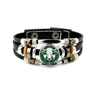 YAIEWNE Men's Leather Bracelet, Taurus Cattle Head Nebula Art Diffraction Adjustable Leather Layered Braided Bracelet, Punk Ethnic Handmade Bangle, Friendship Accessory Birthday Christmas Gift