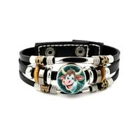 YAIEWNE Men's Leather Bracelet, Taurus Cattle Head Pray Happy Projection Adjustable Leather Layered Braided Bracelet, Punk Ethnic Handmade Bangle, Friendship Accessory Birthday Christmas Gift