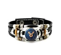 YAIEWNE Men's Leather Bracelet, Taurus Flame Compass Cyber Heavy Adjustable Leather Layered Braided Bracelet, Punk Ethnic Handmade Bangle, Friendship Accessory Birthday Christmas Gift