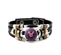 YAIEWNE Men's Leather Bracelet, Taurus Flame Zodiac Sign Compass Heavy Adjustable Leather Layered Braided Bracelet, Punk Ethnic Handmade Bangle, Friendship Accessory Birthday Christmas Gift
