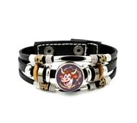 YAIEWNE Men's Leather Bracelet, Taurus Happy Cattle Dynamic Particle Flow Adjustable Leather Layered Braided Bracelet, Punk Ethnic Handmade Bangle, Friendship Accessory Birthday Christmas Gift