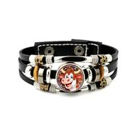 YAIEWNE Men's Leather Bracelet, Taurus Happy Cattle Head Cartoon Diffraction Adjustable Leather Layered Braided Bracelet, Punk Ethnic Handmade Bangle, Friendship Accessory Birthday Christmas Gift