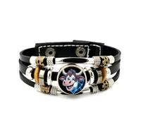 YAIEWNE Men's Leather Bracelet, Taurus Happy Cattle Head Cartoon Fault Art Adjustable Leather Layered Braided Bracelet, Punk Ethnic Handmade Bangle, Friendship Accessory Birthday Christmas Gift