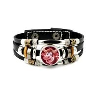 YAIEWNE Men's Leather Bracelet, Taurus Happy Cattle Head Grid Projection Adjustable Leather Layered Braided Bracelet, Punk Ethnic Handmade Bangle, Friendship Accessory Birthday Christmas Gift