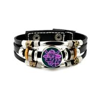 YAIEWNE Men's Leather Bracelet, Taurus Happy Cattle Head Stripe Fault Art Adjustable Leather Layered Braided Bracelet, Punk Ethnic Handmade Bangle, Friendship Accessory Birthday Christmas Gift