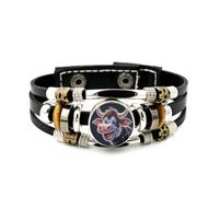 YAIEWNE Men's Leather Bracelet, Taurus Happy Cattle Nebula Star Entanglement Adjustable Leather Layered Braided Bracelet, Punk Ethnic Handmade Bangle, Friendship Accessory Birthday Christmas Gift