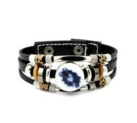 YAIEWNE Men's Leather Bracelet, Taurus Nebula Star Compass Cyber Projection Adjustable Leather Layered Braided Bracelet, Punk Ethnic Handmade Bangle, Friendship Accessory Birthday Christmas Gift