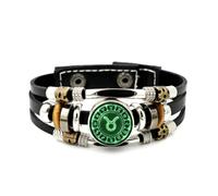 YAIEWNE Men's Leather Bracelet, Taurus Sign Compass Art Abstract Projection Adjustable Leather Layered Braided Bracelet, Punk Ethnic Handmade Bangle, Friendship Accessory Birthday Christmas Gift