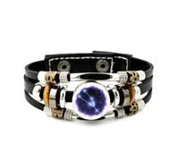 YAIEWNE Men's Leather Bracelet, Taurus Star Map Aura Nebula Projection Adjustable Leather Layered Braided Bracelet, Punk Ethnic Handmade Bangle, Friendship Accessory Birthday Christmas Gift
