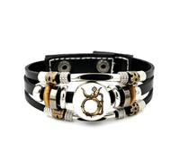 YAIEWNE Men's Leather Bracelet, Taurus Zodiac Pressure Gauge Steam Punk Adjustable Leather Layered Braided Bracelet, Music Ethnic Handmade Bangle, Friendship Accessory Birthday Christmas Gift