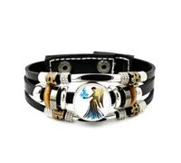 YAIEWNE Men's Leather Bracelet, Virgo Angel Art Burning Flame Guardian Adjustable Leather Layered Braided Bracelet, Punk Ethnic Handmade Bangle, Friendship Accessory Birthday Christmas Gift