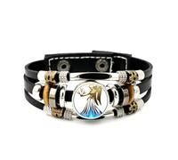 YAIEWNE Men's Leather Bracelet, Virgo Angel Best Wish Flame Guardian Adjustable Leather Layered Braided Bracelet, Punk Ethnic Handmade Bangle, Friendship Accessory Birthday Christmas Gift