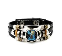 YAIEWNE Men's Leather Bracelet, Virgo Angel Compass Flame Guardian Adjustable Leather Layered Braided Bracelet, Punk Ethnic Handmade Bangle, Friendship Accessory Birthday Christmas Gift