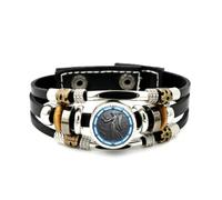 YAIEWNE Men's Leather Bracelet, Virgo Angel Flower Shield Pray Luck Relief Adjustable Leather Layered Braided Bracelet, Punk Ethnic Handmade Bangle, Friendship Accessory Birthday Christmas Gift