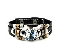 YAIEWNE Men's Leather Bracelet, Virgo Angel Star Line Flame Guardian Adjustable Leather Layered Braided Bracelet, Punk Ethnic Handmade Bangle, Friendship Accessory Birthday Christmas Gift