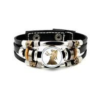YAIEWNE Men's Leather Bracelet, Virgo Angel Wing Guardian Best Wish Relief Adjustable Leather Layered Braided Bracelet, Punk Ethnic Handmade Bangle, Friendship Accessory Birthday Christmas Gift