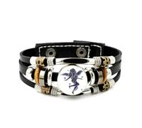 YAIEWNE Men's Leather Bracelet, Virgo Dancing Angel Darkness Diffraction Adjustable Leather Layered Braided Bracelet, Punk Ethnic Handmade Bangle, Friendship Accessory Birthday Christmas Gift