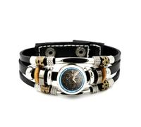 YAIEWNE Men's Leather Bracelet, Virgo Dancing Angel Star Line Relief Adjustable Leather Layered Braided Bracelet, Punk Ethnic Handmade Bangle, Friendship Accessory Birthday Christmas Gift
