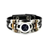YAIEWNE Men's Leather Bracelet, Virgo Galaxy Map Nebula Star Topology Adjustable Leather Layered Braided Bracelet, Punk Ethnic Handmade Bangle, Friendship Accessory Birthday Christmas Gift