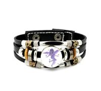 YAIEWNE Men's Leather Bracelet, Virgo Happy Angel Art Diffraction Adjustable Leather Layered Braided Bracelet, Punk Ethnic Handmade Bangle, Friendship Accessory Birthday Christmas Gift