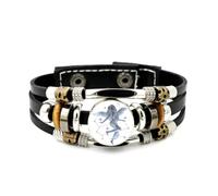 YAIEWNE Men's Leather Bracelet, Virgo Happy Angel Star Line Diffraction Adjustable Leather Layered Braided Bracelet, Punk Ethnic Handmade Bangle, Friendship Accessory Birthday Christmas Gift