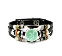 YAIEWNE Men's Leather Bracelet, Virgo Star Map Astronomy Nebula Projection Adjustable Leather Layered Braided Bracelet, Punk Ethnic Handmade Bangle, Friendship Accessory Birthday Christmas Gift