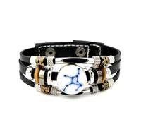 YAIEWNE Men's Leather Bracelet, Virgo Star Map Aura Nebula Entanglement Adjustable Leather Layered Braided Bracelet, Punk Ethnic Handmade Bangle, Friendship Accessory Birthday Christmas Gift