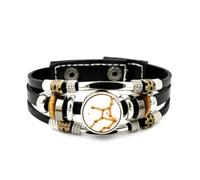 YAIEWNE Men's Leather Bracelet, Virgo Star Map Corrosion Flame Guardian Adjustable Leather Layered Braided Bracelet, Punk Ethnic Handmade Bangle, Friendship Accessory Birthday Christmas Gift